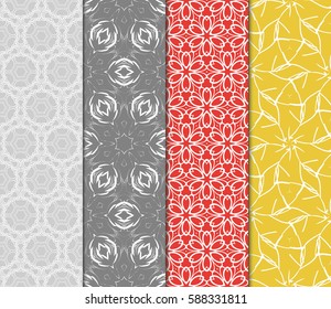 Seamless patterns set. Vintage decorative ethnic floral ornament. vector illustration. oriental design for print, wallpaper, decor, fabric, textile
