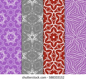 Seamless patterns set. Vintage decorative ethnic floral ornament. vector illustration. oriental design for print, wallpaper, decor, fabric, textile