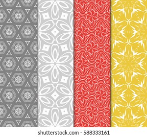 Seamless patterns set. Vintage decorative ethnic floral ornament. vector illustration. oriental design for print, wallpaper, decor, fabric, textile