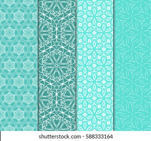 Seamless patterns set. Vintage decorative ethnic floral ornament. vector illustration. oriental design for print, wallpaper, decor, fabric, textile