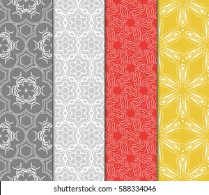 Seamless patterns set. Vintage decorative ethnic floral ornament. vector illustration. oriental design for print, wallpaper, decor, fabric, textile
