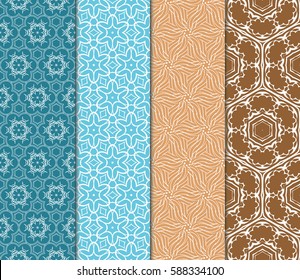 Seamless patterns set. Vintage decorative ethnic floral ornament. vector illustration. oriental design for print, wallpaper, decor, fabric, textile