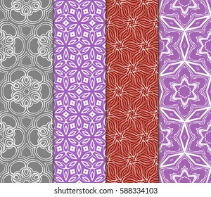 Seamless patterns set. Vintage decorative ethnic floral ornament. vector illustration. oriental design for print, wallpaper, decor, fabric, textile