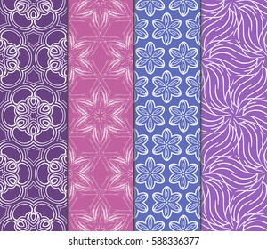 Seamless patterns set. Vintage decorative ethnic floral ornament. vector illustration. oriental design for print, wallpaper, decor, fabric, textile