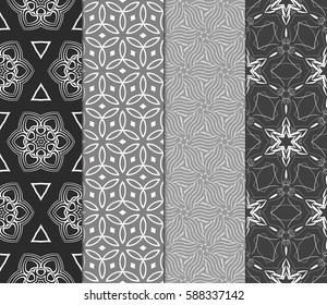 Seamless patterns set. Vintage decorative ethnic floral ornament. vector illustration. oriental design for print, wallpaper, decor, fabric, textile