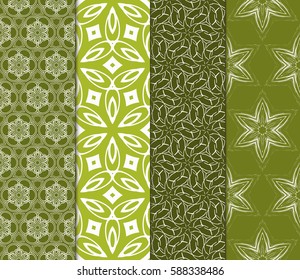 Seamless patterns set. Vintage decorative ethnic floral ornament. vector illustration. oriental design for print, wallpaper, decor, fabric, textile