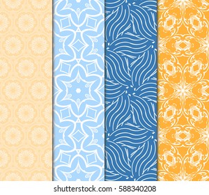 Seamless patterns set. Vintage decorative ethnic floral ornament. vector illustration. oriental design for print, wallpaper, decor, fabric, textile