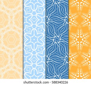 Seamless patterns set. Vintage decorative ethnic floral ornament. vector illustration. oriental design for print, wallpaper, decor, fabric, textile