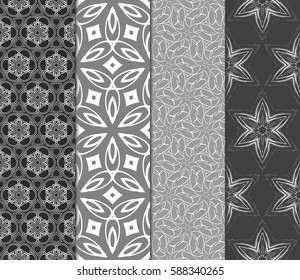 Seamless patterns set. Vintage decorative ethnic floral ornament. vector illustration. oriental design for print, wallpaper, decor, fabric, textile