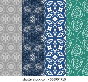 Seamless patterns set. Vintage decorative ethnic floral ornament. vector illustration. oriental design for print, wallpaper, decor, fabric, textile