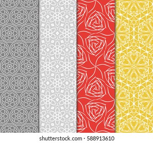 Seamless patterns set. Vintage decorative ethnic floral ornament. vector illustration. oriental design for print, wallpaper, decor, fabric, textile