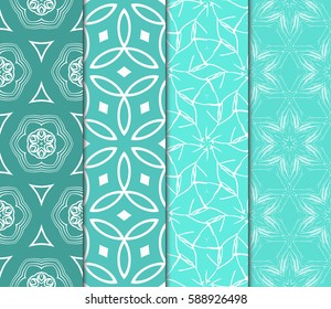 Seamless patterns set. Vintage decorative ethnic floral ornament. vector illustration. oriental design for print, wallpaper, decor, fabric, textile