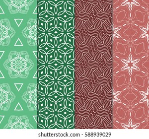 Seamless patterns set. Vintage decorative ethnic floral ornament. vector illustration. oriental design for print, wallpaper, decor, fabric, textile