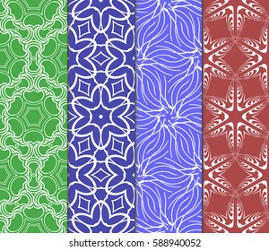 Seamless patterns set. Vintage decorative ethnic floral ornament. vector illustration. oriental design for print, wallpaper, decor, fabric, textile