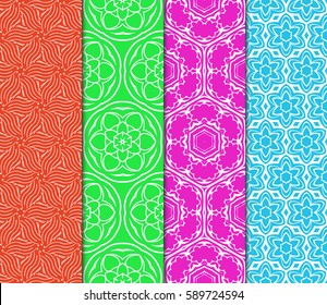 Seamless patterns set. Vintage decorative ethnic floral ornament. vector illustration. oriental design for print, wallpaper, decor, fabric, textile Seamless patterns set. Vintage decorative ethnic floral ornament. vector illustration. oriental design for print, wallpaper, decor, fabric, textile