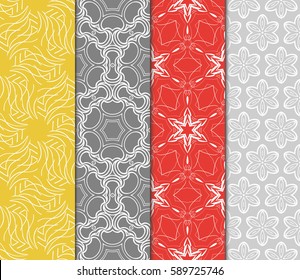 Seamless patterns set. Vintage decorative ethnic floral ornament. vector illustration. oriental design for print, wallpaper, decor, fabric, textile