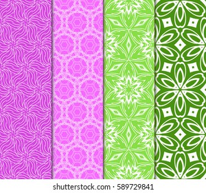 Seamless patterns set. Vintage decorative ethnic floral ornament. vector illustration. oriental design for print, wallpaper, decor, fabric, textile