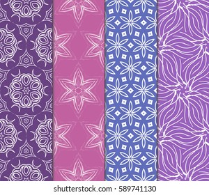 Seamless patterns set. Vintage decorative ethnic floral ornament. vector illustration. oriental design for print, wallpaper, decor, fabric, textile