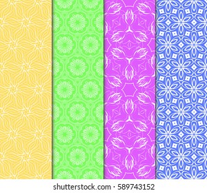 Seamless patterns set. Vintage decorative ethnic floral ornament. vector illustration. oriental design for print, wallpaper, decor, fabric, textile