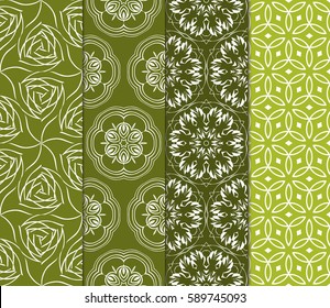 Seamless patterns set. Vintage decorative ethnic floral ornament. vector illustration. oriental design for print, wallpaper, decor, fabric, textile