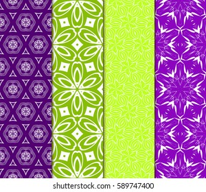 Seamless patterns set. Vintage decorative ethnic floral ornament. vector illustration. oriental design for print, wallpaper, decor, fabric, textile
