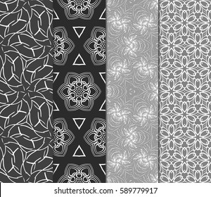 Seamless patterns set. Vintage decorative ethnic floral ornament. vector illustration. oriental design for print, wallpaper, decor, fabric, textile