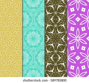 Seamless patterns set. Vintage decorative ethnic floral ornament. vector illustration. oriental design for print, wallpaper, decor, fabric, textile