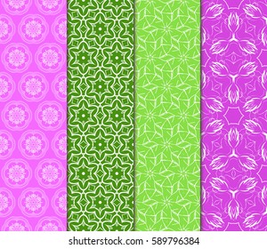 Seamless patterns set. Vintage decorative ethnic floral ornament. vector illustration. oriental design for print, wallpaper, decor, fabric, textile