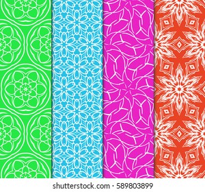 Seamless patterns set. Vintage decorative ethnic floral ornament. vector illustration. oriental design for print, wallpaper, decor, fabric, textile