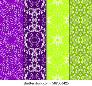 Seamless patterns set. Vintage decorative ethnic floral ornament. vector illustration. oriental design for print, wallpaper, decor, fabric, textile