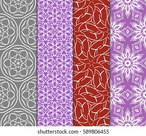 Seamless patterns set. Vintage decorative ethnic floral ornament. vector illustration. oriental design for print, wallpaper, decor, fabric, textile
