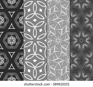 Seamless patterns set. Vintage decorative ethnic floral ornament. vector illustration. oriental design for print, wallpaper, decor, fabric, textile