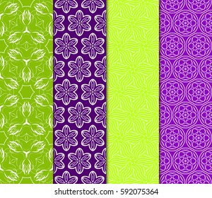 Seamless patterns set. Vintage decorative ethnic floral ornament. vector illustration. oriental design for print, wallpaper, decor, fabric, textile