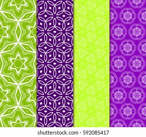 Seamless patterns set. Vintage decorative ethnic floral ornament. vector illustration. oriental design for print, wallpaper, decor, fabric, textile