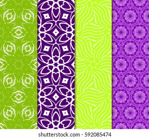 Seamless patterns set. Vintage decorative ethnic floral ornament. vector illustration. oriental design for print, wallpaper, decor, fabric, textile