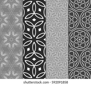Seamless patterns set. Vintage decorative ethnic floral ornament. vector illustration. oriental design for print, wallpaper, decor, fabric, textile