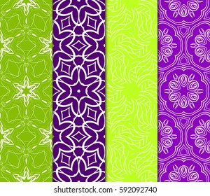 Seamless patterns set. Vintage decorative ethnic floral ornament. vector illustration. oriental design for print, wallpaper, decor, fabric, textile