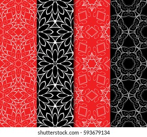 Seamless patterns set. Vintage decorative ethnic floral ornament. vector illustration. oriental design for print, wallpaper, decor, fabric, textile