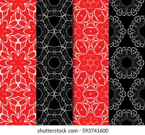 Seamless patterns set. Vintage decorative ethnic floral ornament. vector illustration. oriental design for print, wallpaper, decor, fabric, textile