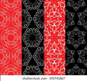 Seamless patterns set. Vintage decorative ethnic floral ornament. vector illustration. oriental design for print, wallpaper, decor, fabric, textile