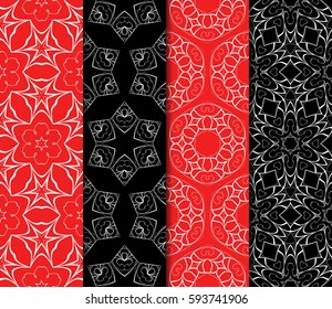 Seamless patterns set. Vintage decorative ethnic floral ornament. vector illustration. oriental design for print, wallpaper, decor, fabric, textile