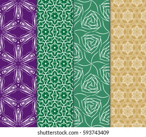 Seamless patterns set. Vintage decorative ethnic floral ornament. vector illustration. oriental design for print, wallpaper, decor, fabric, textile