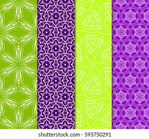 Seamless patterns set. Vintage decorative ethnic floral ornament. vector illustration. oriental design for print, wallpaper, decor, fabric, textile