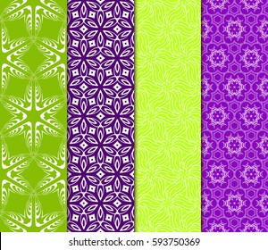 Seamless patterns set. Vintage decorative ethnic floral ornament. vector illustration. oriental design for print, wallpaper, decor, fabric, textile