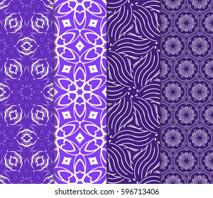 Seamless patterns set. Vintage decorative ethnic floral ornament. vector illustration. oriental design for print, wallpaper, decor, fabric, textile