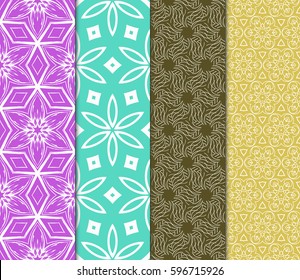 Seamless patterns set. Vintage decorative ethnic floral ornament. vector illustration. oriental design for print, wallpaper, decor, fabric, textile