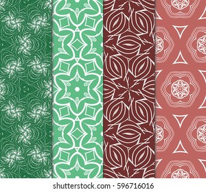 Seamless patterns set. Vintage decorative ethnic floral ornament. vector illustration. oriental design for print, wallpaper, decor, fabric, textile
