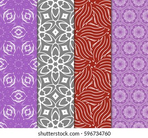 Seamless patterns set. Vintage decorative ethnic floral ornament. vector illustration. oriental design for print, wallpaper, decor, fabric, textile