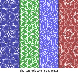 Seamless patterns set. Vintage decorative ethnic floral ornament. vector illustration. oriental design for print, wallpaper, decor, fabric, textile