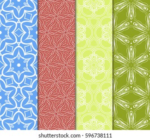 Seamless patterns set. Vintage decorative ethnic floral ornament. vector illustration. oriental design for print, wallpaper, decor, fabric, textile